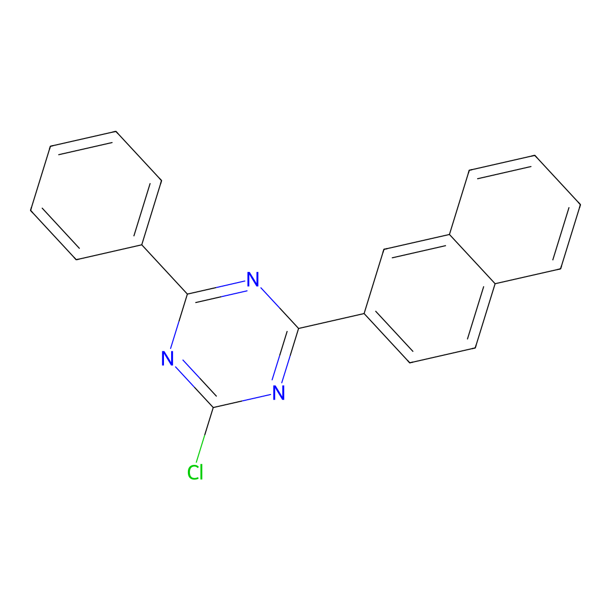 2-Chloro-4-(naphthalen-2-yl)-6-phenyl-1,3,5-triazine molecular structure, CAS 1342819-12-8