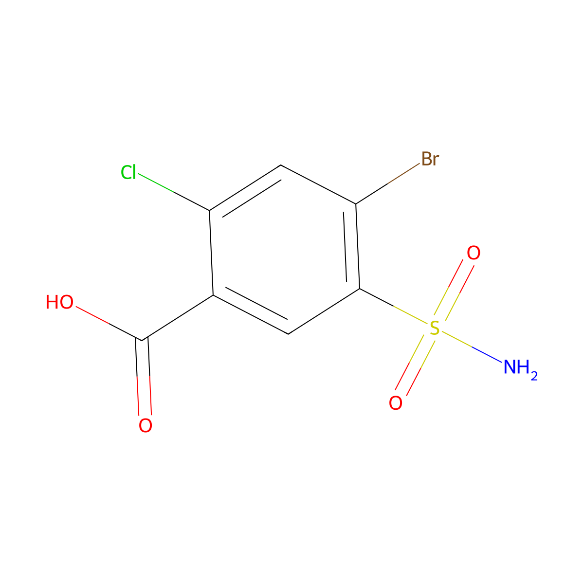 4-Bromo-2-chloro-5-sulfamoylbenzoic acid molecular structure, CAS 1342822-41-6