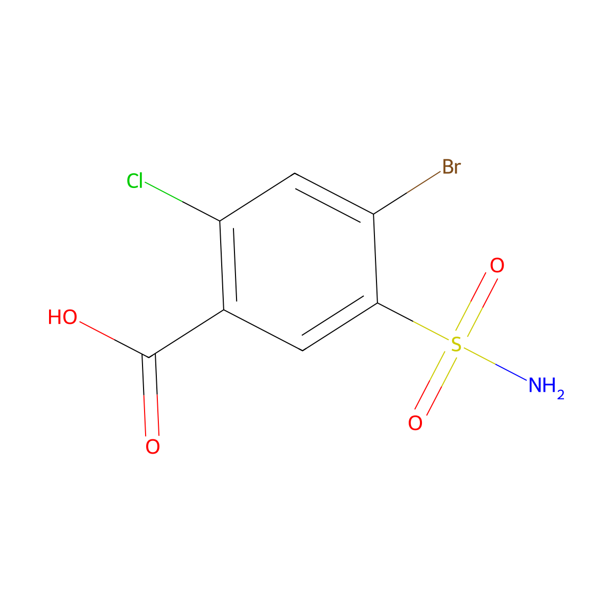 4-Bromo-2-chloro-5-sulfamoylbenzoic acid molecular structure, CAS 1342822-41-6