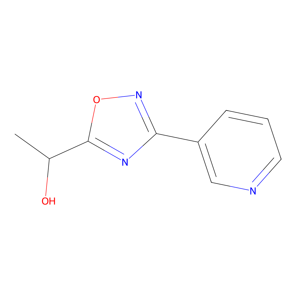 1-(3-(Pyridin-3-yl)-1,2,4-oxadiazol-5-yl)ethan-1-ol molecular structure, CAS 1342825-76-6