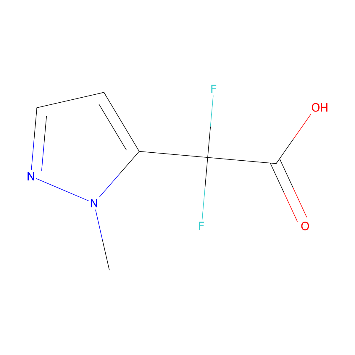 2,2-difluoro-2-(1-methyl-1H-pyrazol-5-yl)acetic acid molecular structure, CAS 1342825-90-4