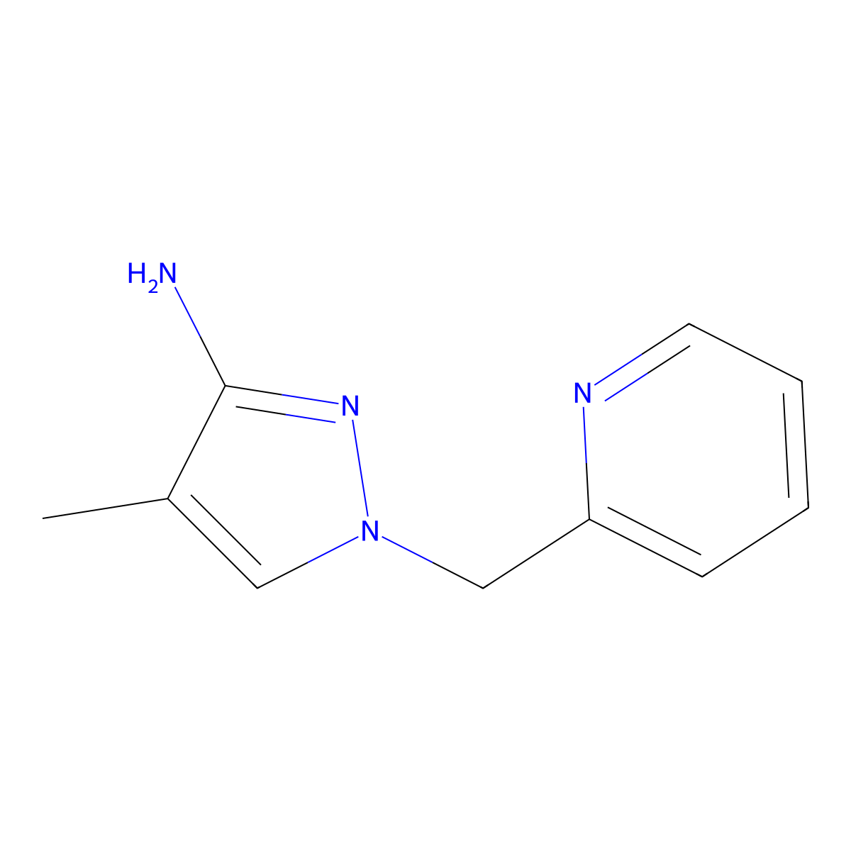 4-Methyl-1-[(pyridin-2-yl)methyl]-1H-pyrazol-3-amine molecular structure, CAS 1342831-83-7