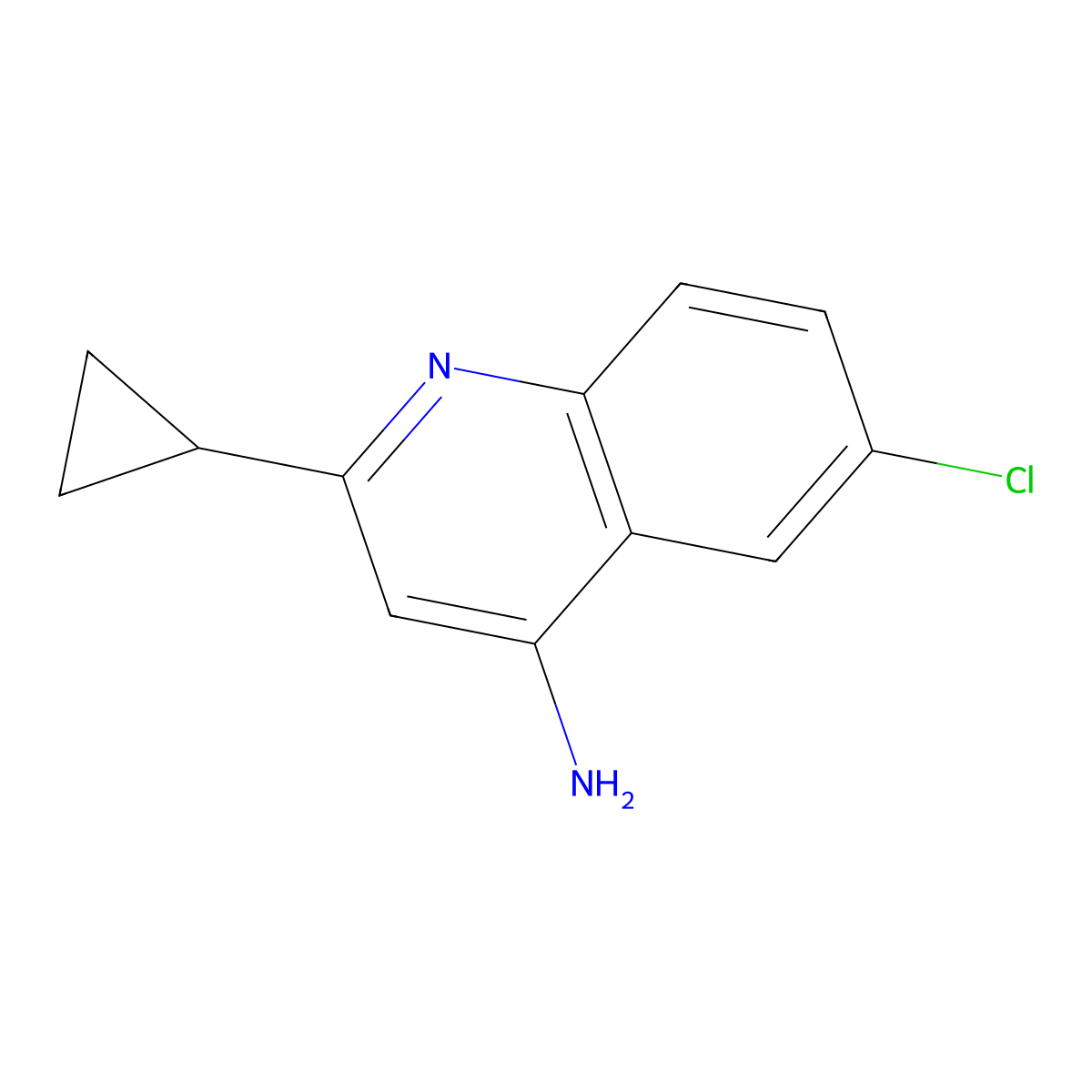 6-Chloro-2-cyclopropylquinolin-4-amine molecular structure, CAS 1342832-92-1