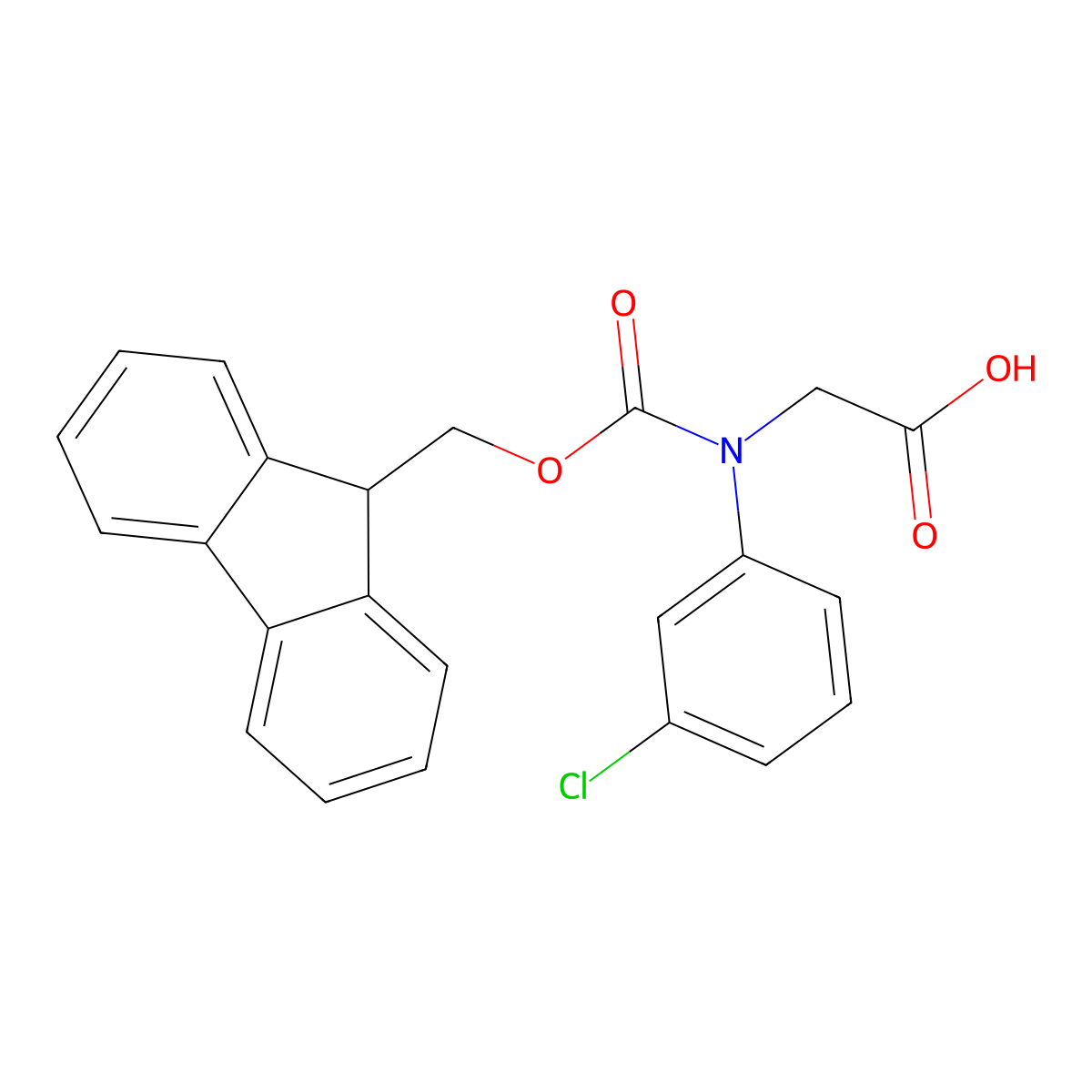 2-[(3-chlorophenyl)({[(9H-fluoren-9-yl)methoxy]carbonyl})amino]acetic acid molecular structure, CAS 1342834-18-7