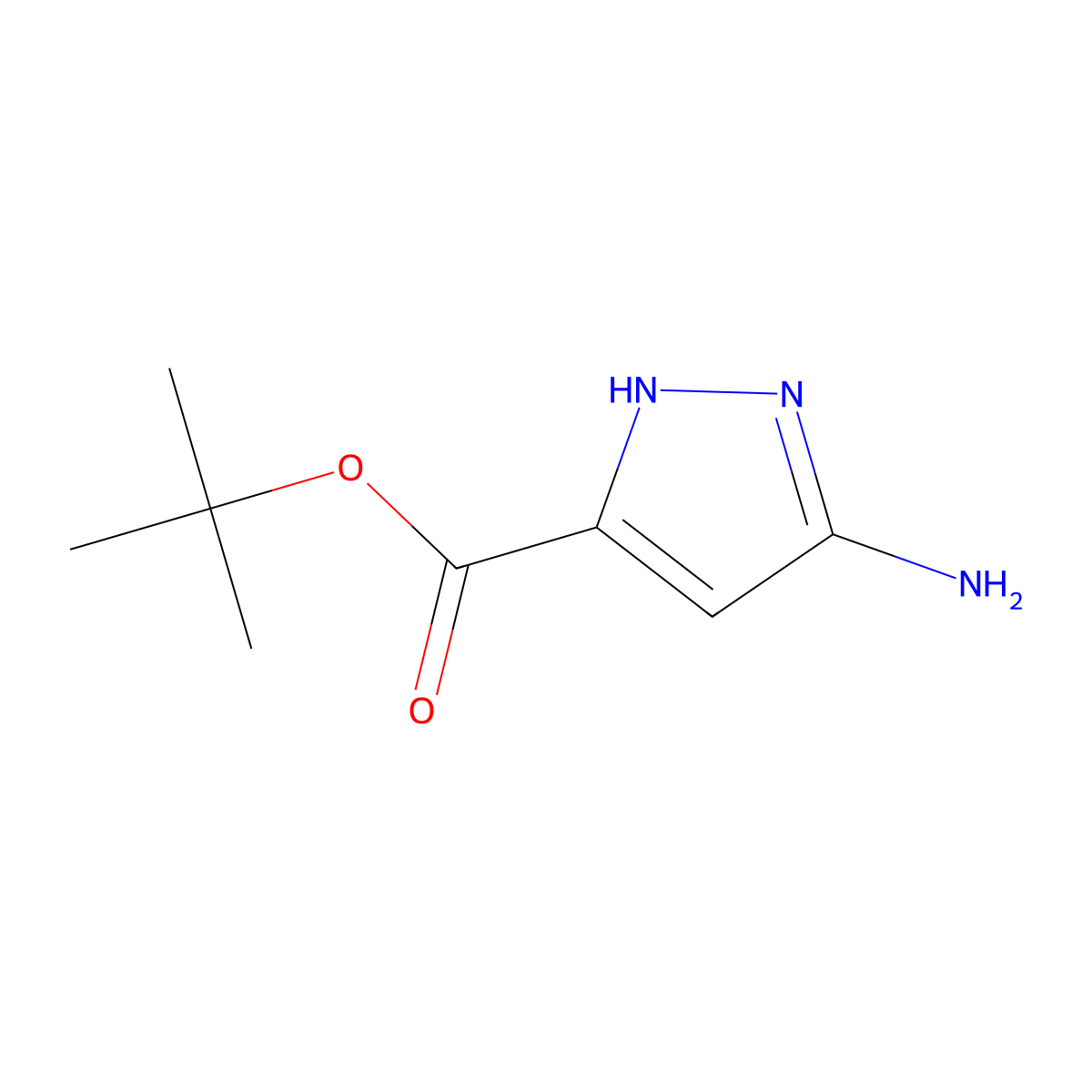 tert-butyl 3-amino-1H-pyrazole-5-carboxylate molecular structure, CAS 1342836-25-2