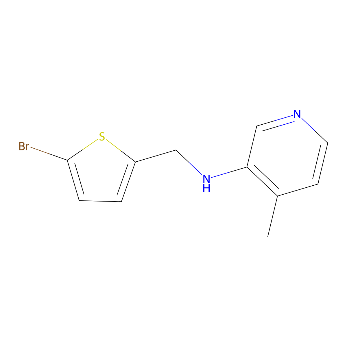 N-[(5-bromothiophen-2-yl)methyl]-4-methylpyridin-3-amine molecular structure, CAS 1342837-04-0