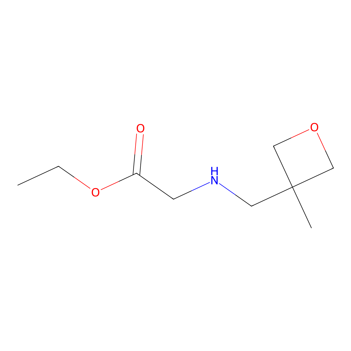 Ethyl 2-{[(3-methyloxetan-3-yl)methyl]amino}acetate molecular structure, CAS 1342840-58-7