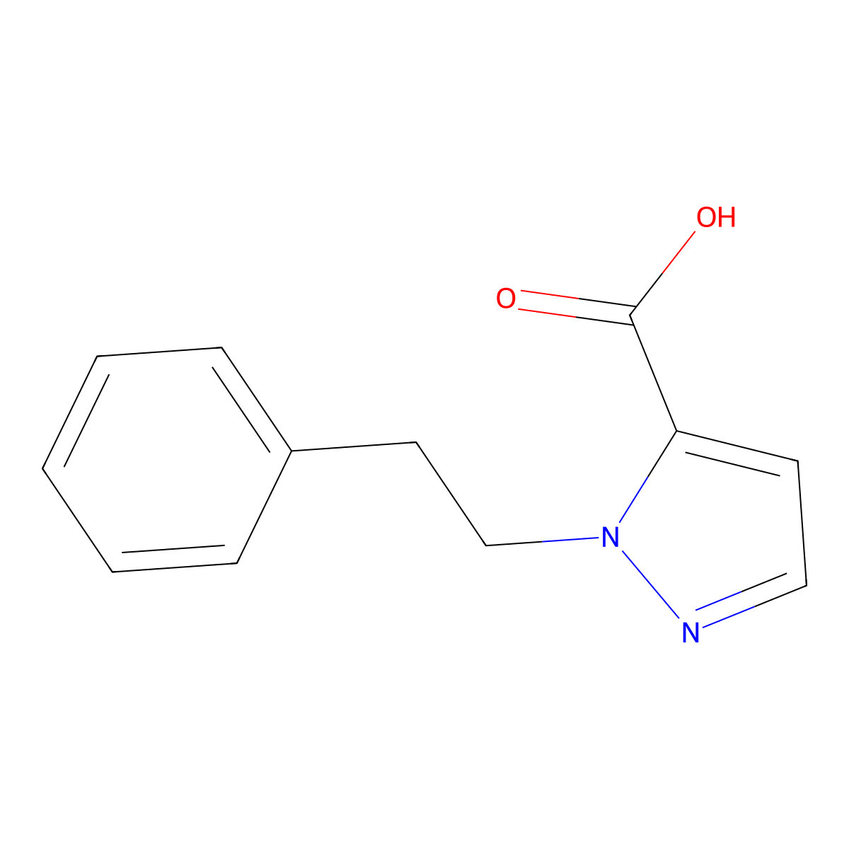 1-(2-phenylethyl)-1H-pyrazole-5-carboxylic acid molecular structure, CAS 1342842-63-0
