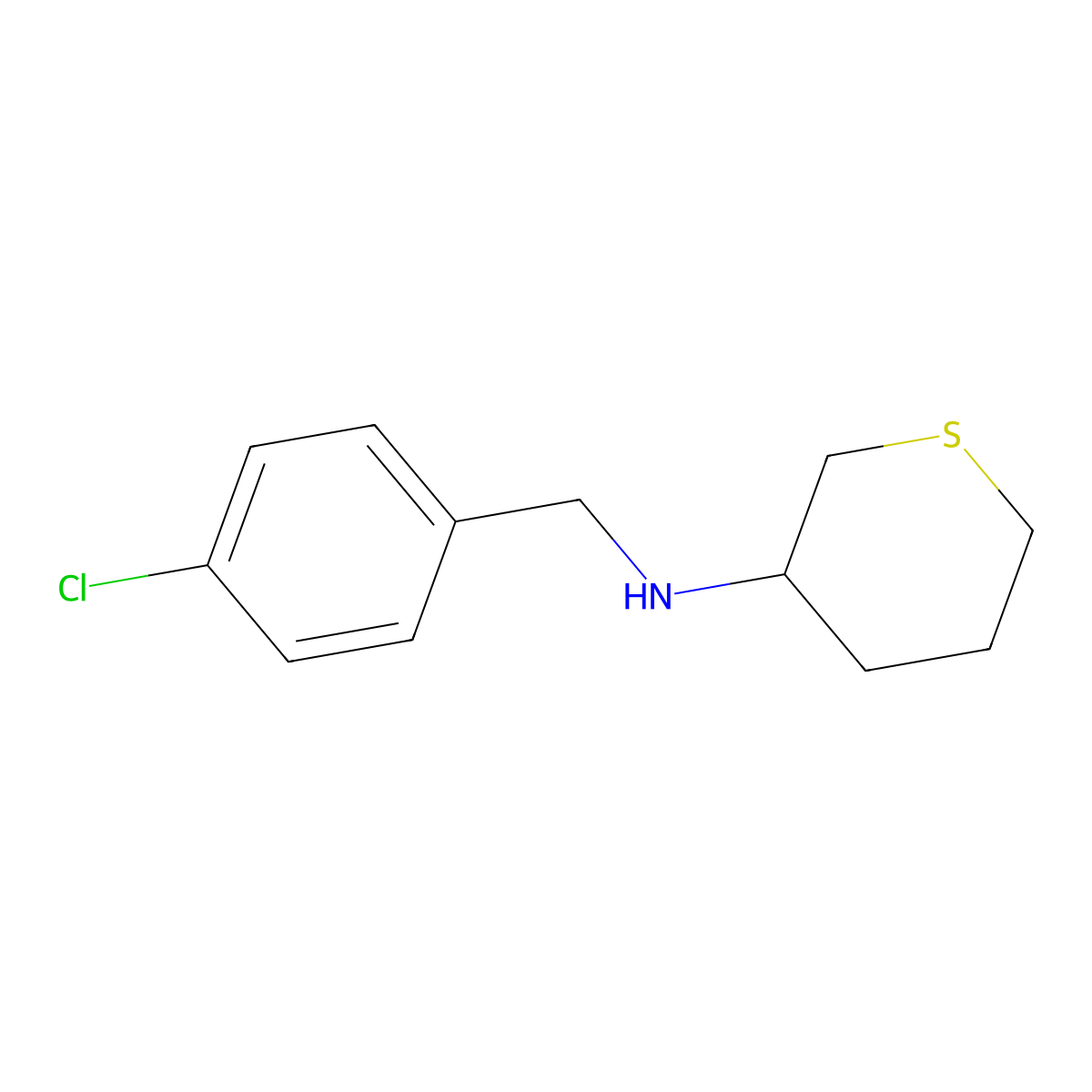 N-[(4-chlorophenyl)methyl]thian-3-amine molecular structure, CAS 1342844-21-6