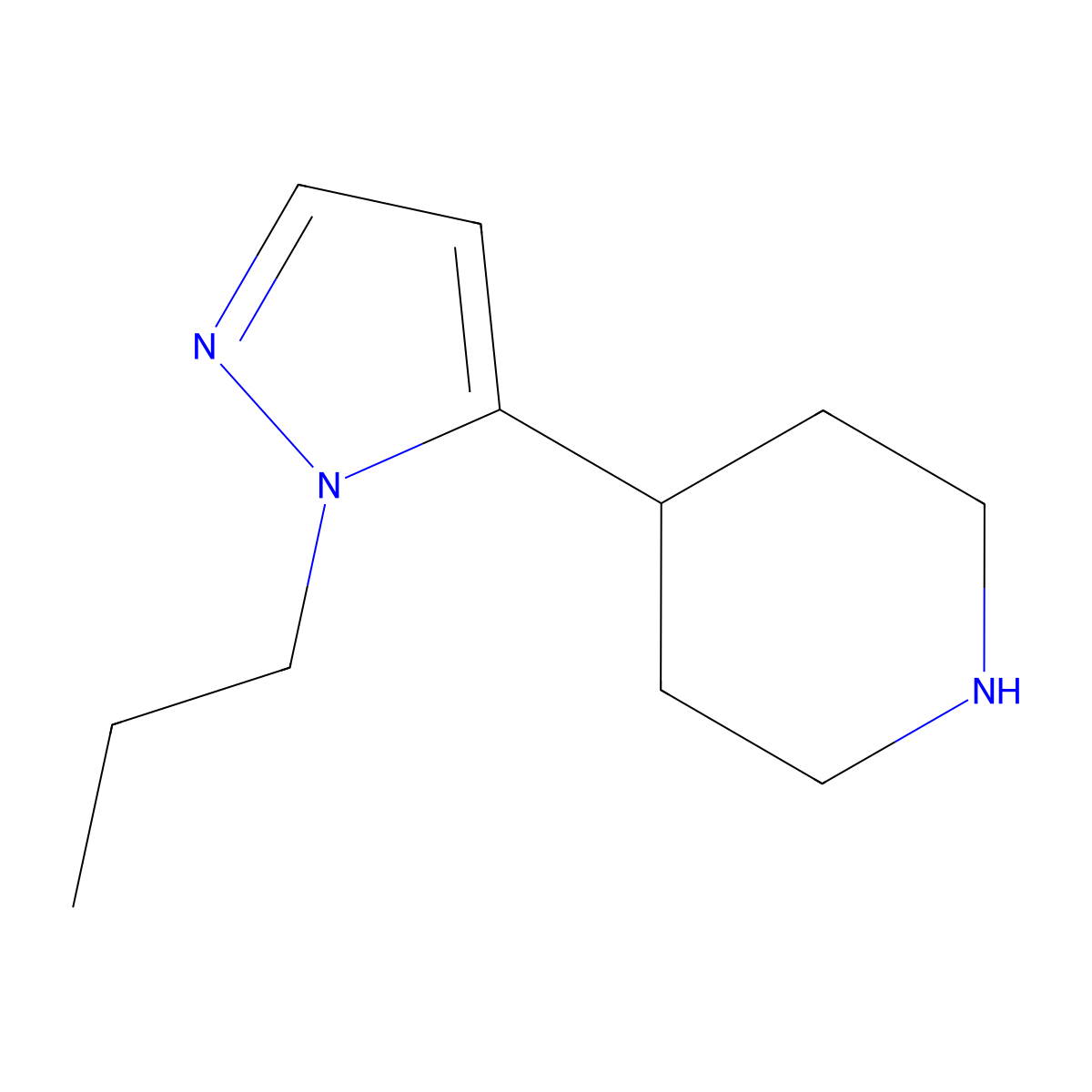4-(1-propyl-1H-pyrazol-5-yl)piperidine molecular structure, CAS 1342846-65-4