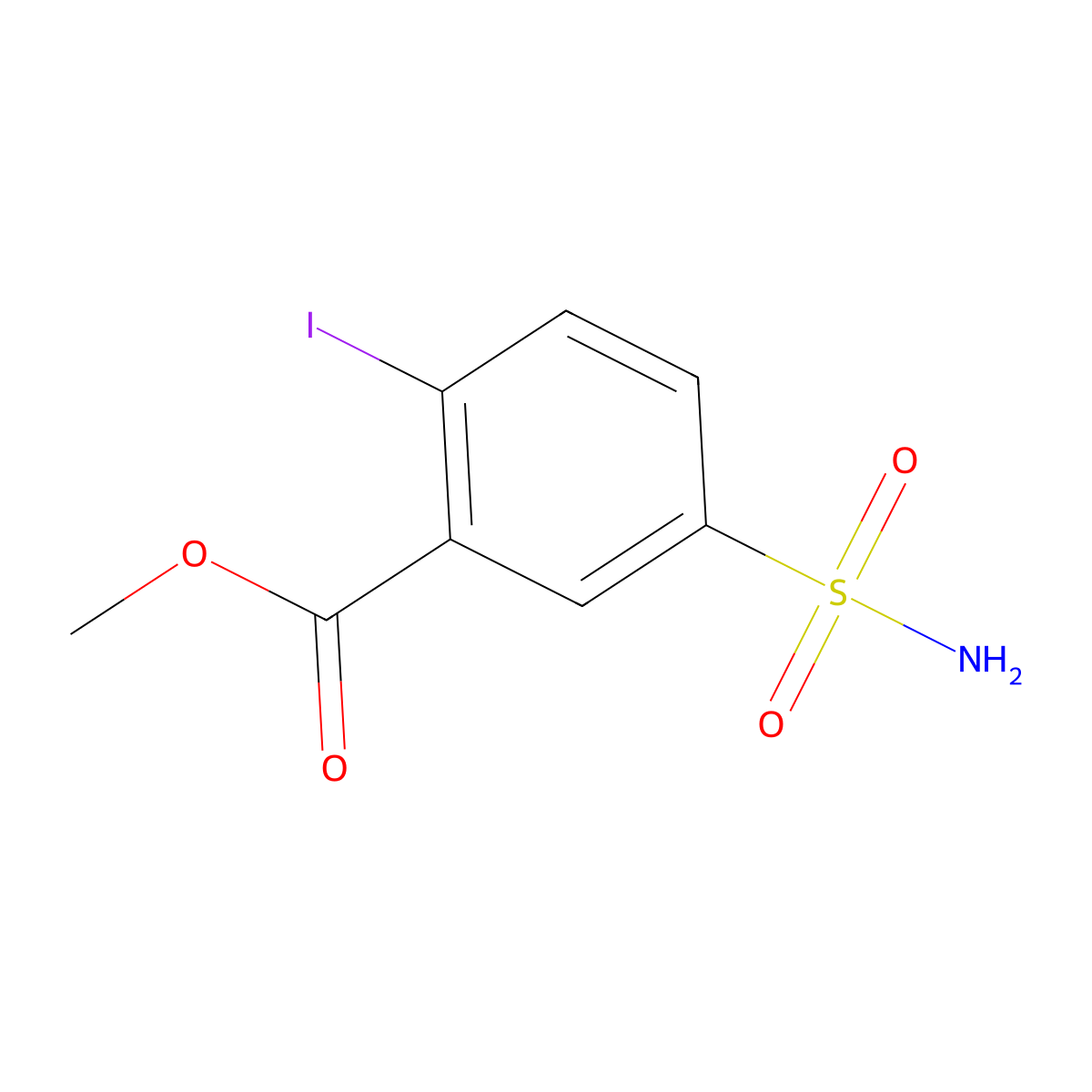 Methyl 2-iodo-5-sulfamoylbenzoate molecular structure, CAS 1342849-61-9
