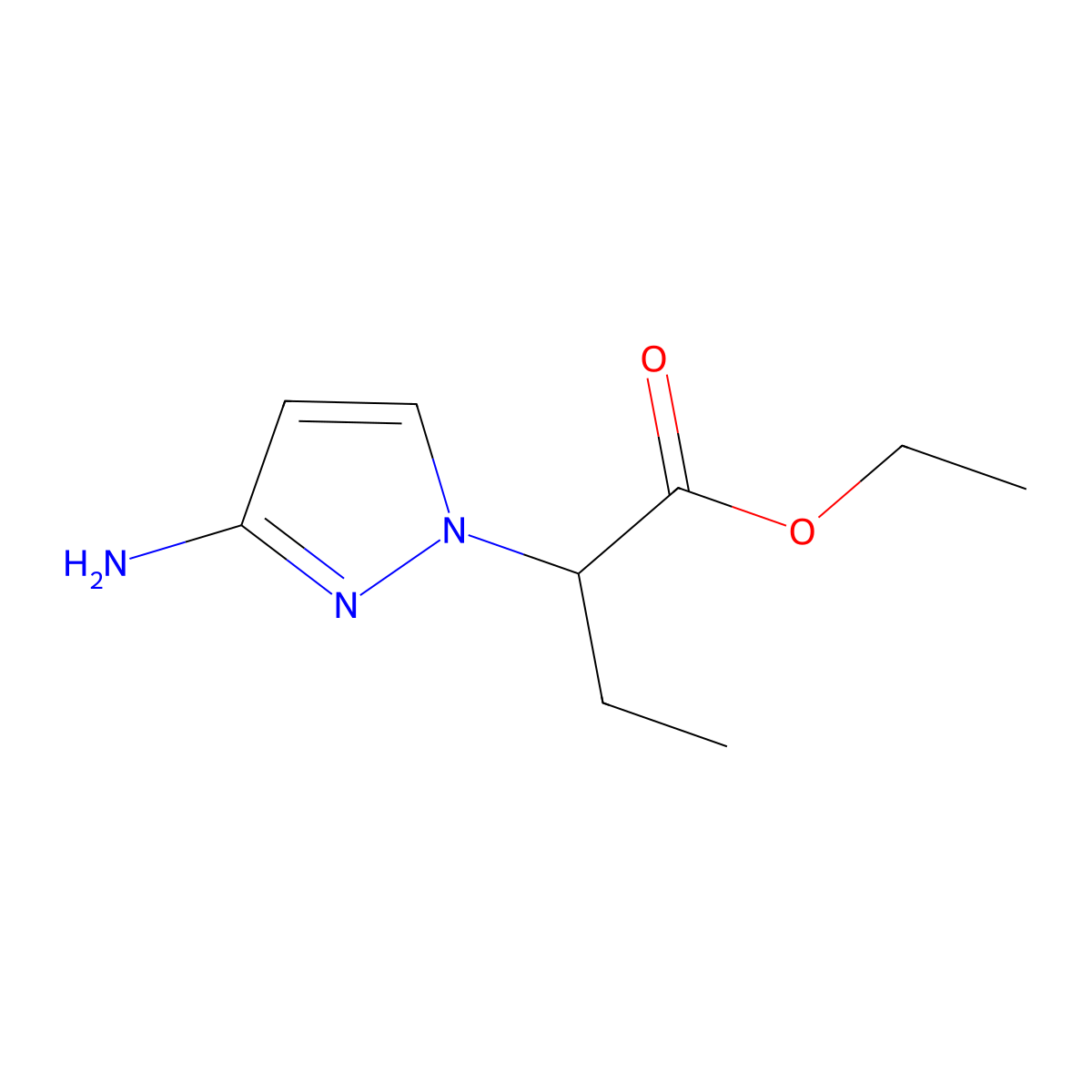 Ethyl 2-(3-amino-1h-pyrazol-1-yl)butanoate molecular structure, CAS 1342850-70-7