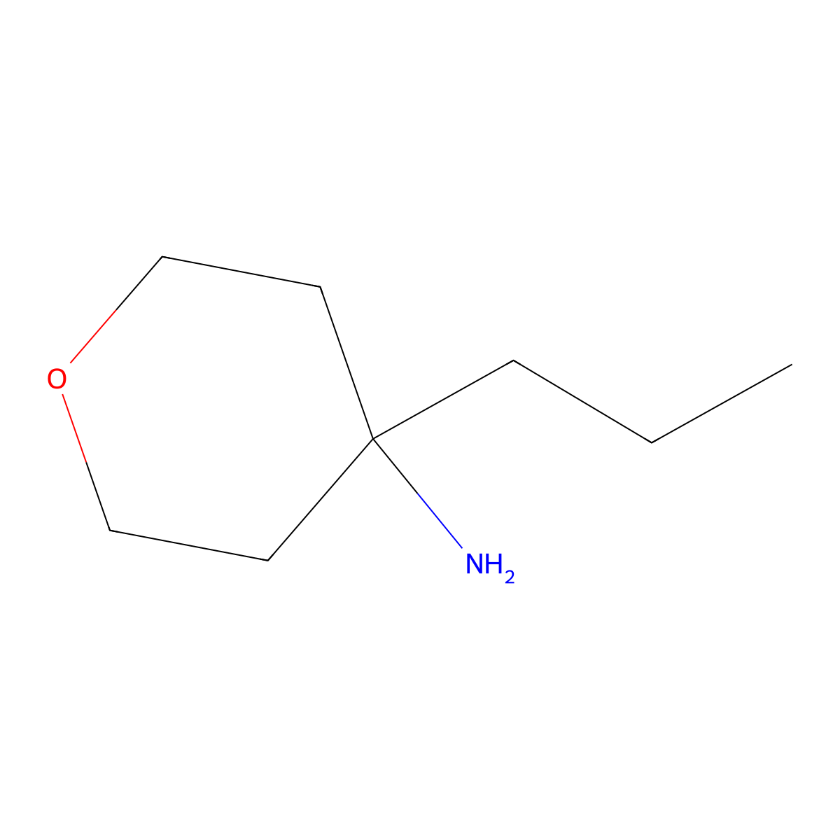 4-Propyltetrahydro-2H-pyran-4-amine molecular structure, CAS 1342854-51-6
