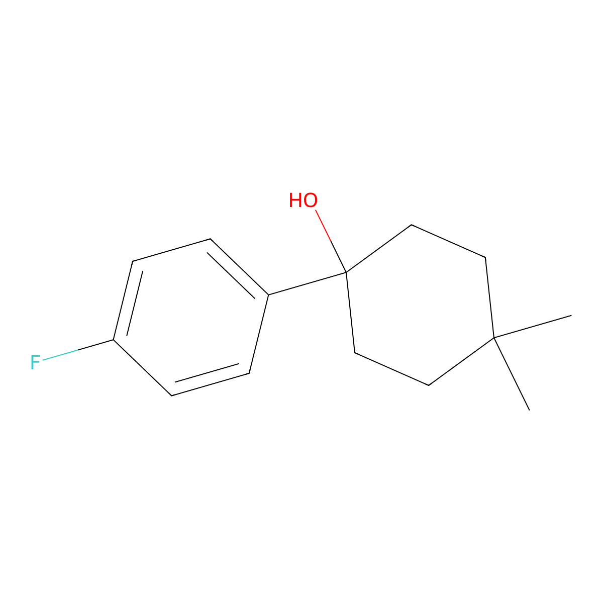 1-(4-Fluorophenyl)-4,4-dimethylcyclohexanol molecular structure, CAS 1342855-60-0