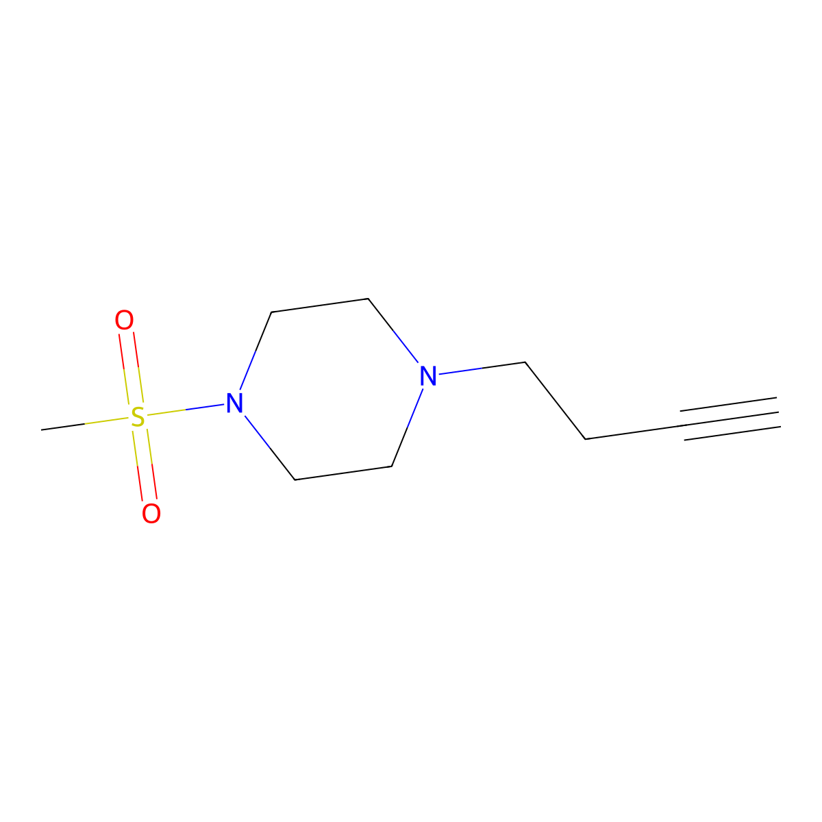 1-(But-3-yn-1-yl)-4-methanesulfonylpiperazine molecular structure, CAS 1342857-07-1