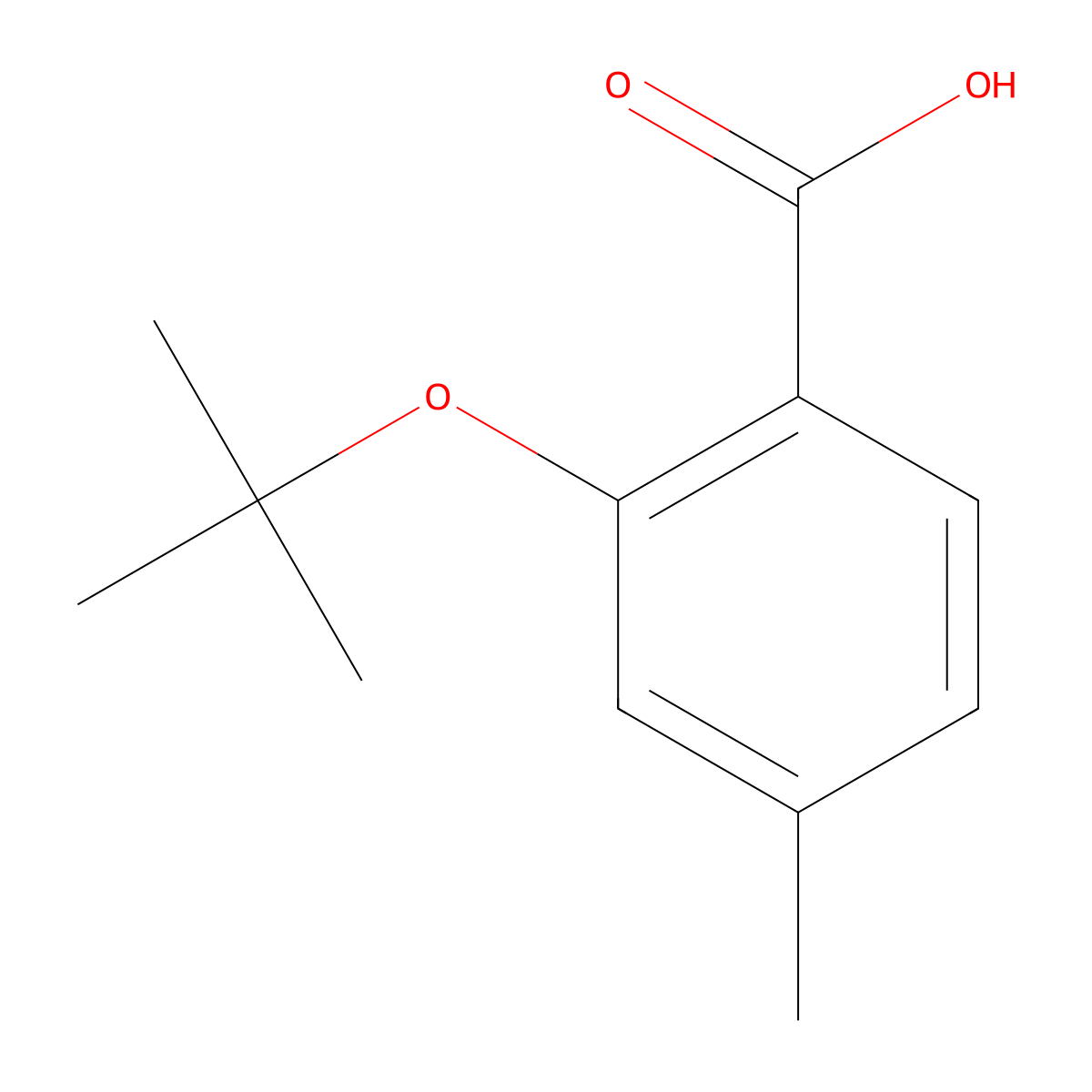 4-Methyl-2-[(2-methylpropan-2-yl)oxy]benzoic acid molecular structure, CAS 1342858-71-2