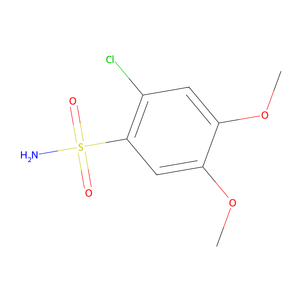 2-Chloro-4,5-dimethoxybenzene-1-sulfonamide molecular structure, CAS 1342859-02-2