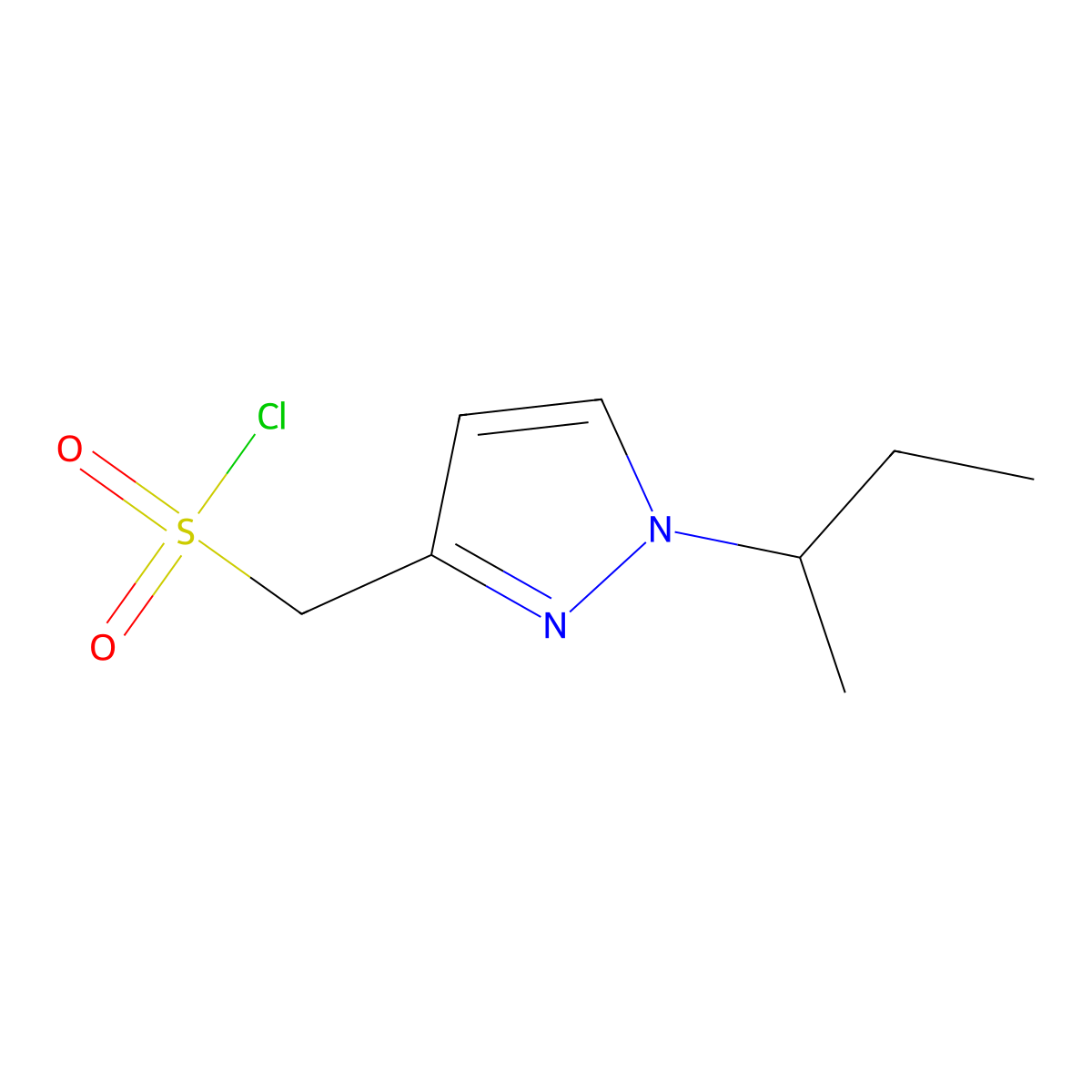 (1-(Sec-butyl)-1h-pyrazol-3-yl)methanesulfonyl chloride molecular structure, CAS 1342862-77-4
