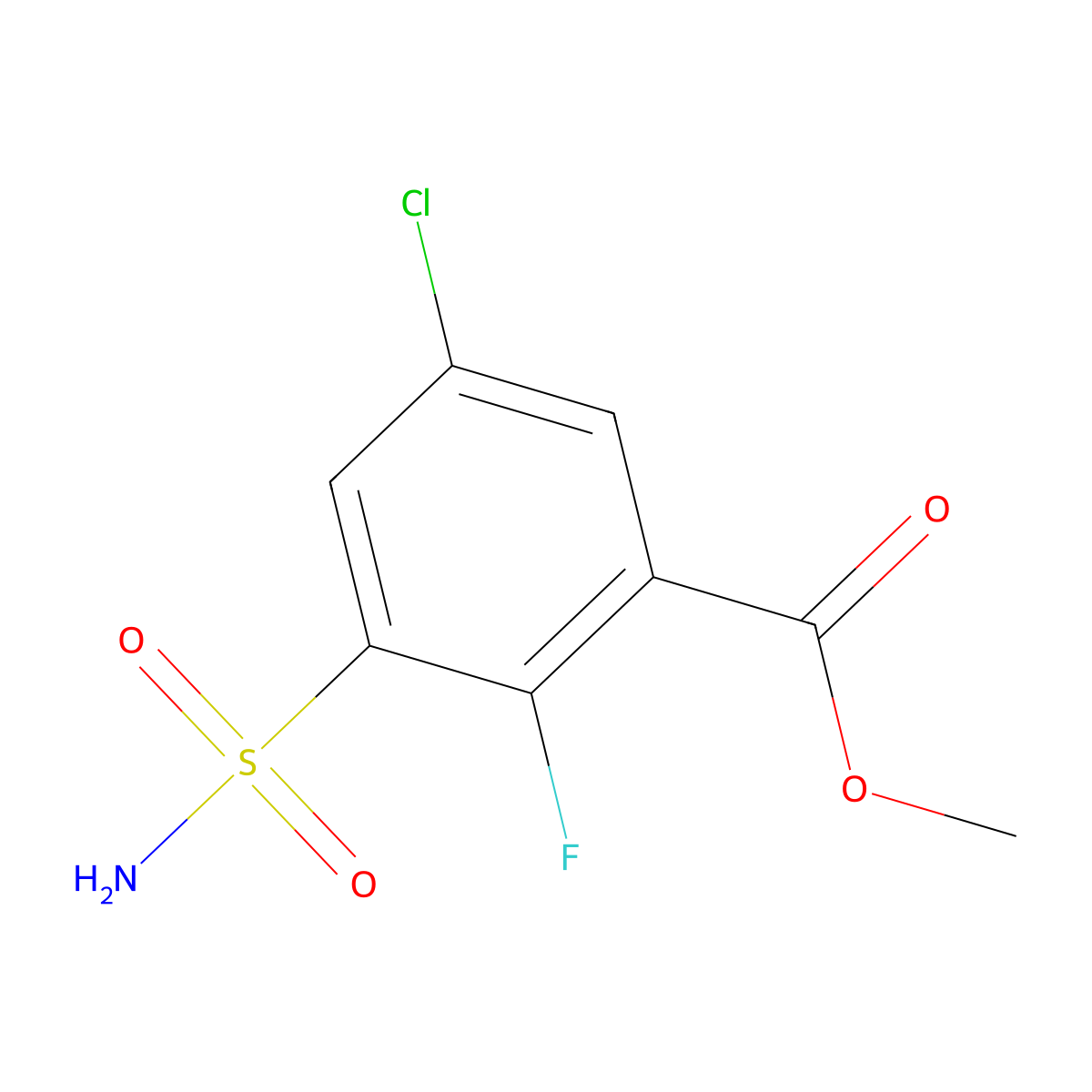 Methyl 5-chloro-2-fluoro-3-sulfamoylbenzoate molecular structure, CAS 1342863-05-1