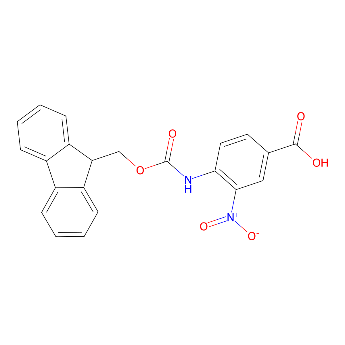 4-((((9h-Fluoren-9-yl)methoxy)carbonyl)amino)-3-nitrobenzoic acid molecular structure, CAS 1342864-48-5