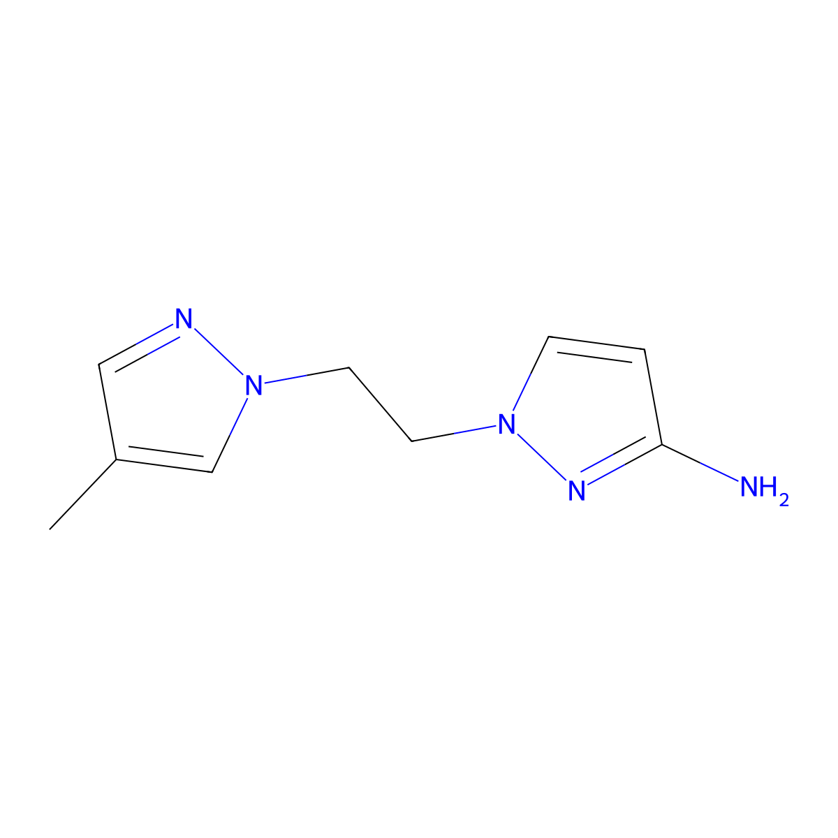 1-[2-(4-methyl-1H-pyrazol-1-yl)ethyl]-1H-pyrazol-3-amine molecular structure, CAS 1342867-15-5