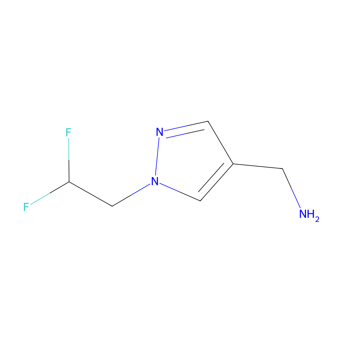 (1-(2,2-difluoroethyl)-1H-pyrazol-4-yl)methanamine molecular structure, CAS 1342868-63-6