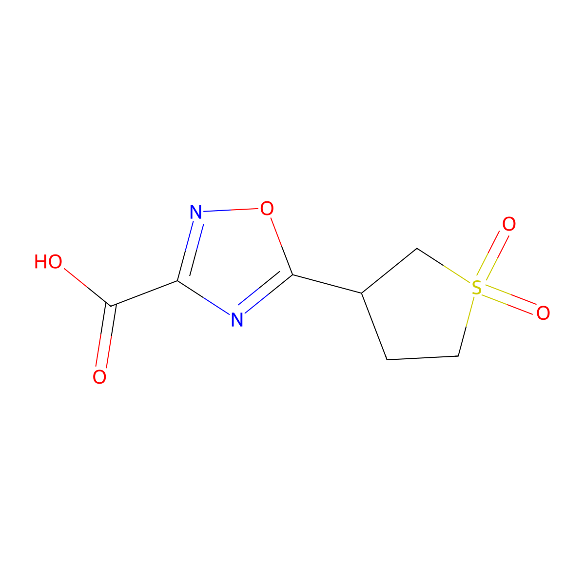 5-(1,1-Dioxidotetrahydrothiophen-3-yl)-1,2,4-oxadiazole-3-carboxylic acid molecular structure, CAS 1342868-72-7