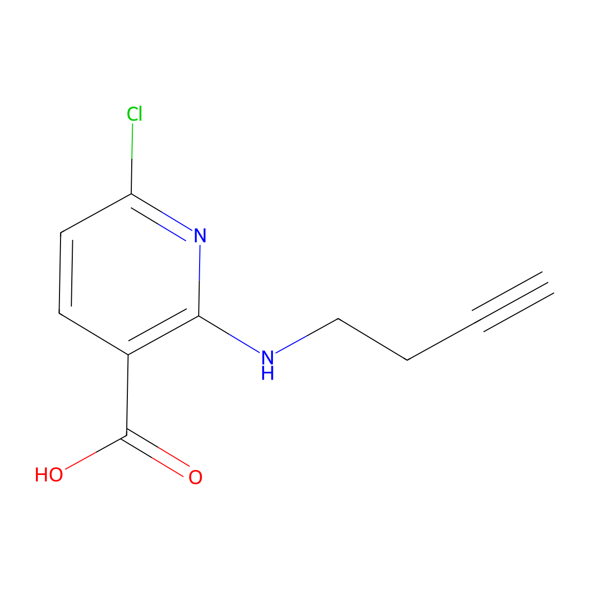 2-[(But-3-yn-1-yl)amino]-6-chloropyridine-3-carboxylic acid molecular structure, CAS 1342868-99-8