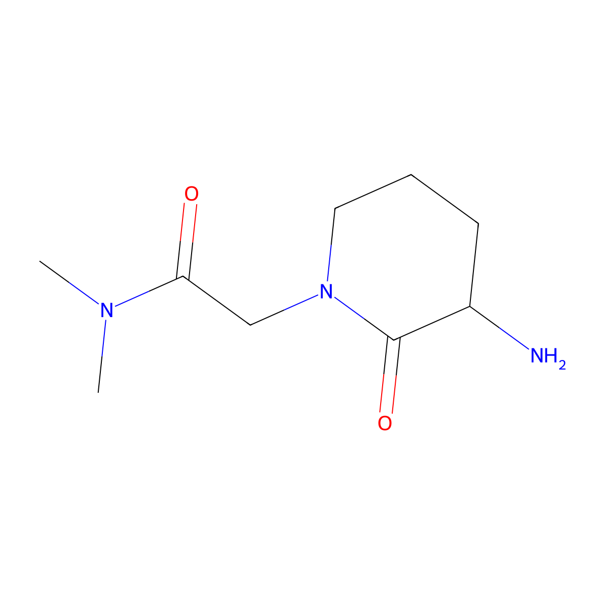 2-(3-amino-2-oxopiperidin-1-yl)-N,N-dimethylacetamide molecular structure, CAS 1342869-24-2