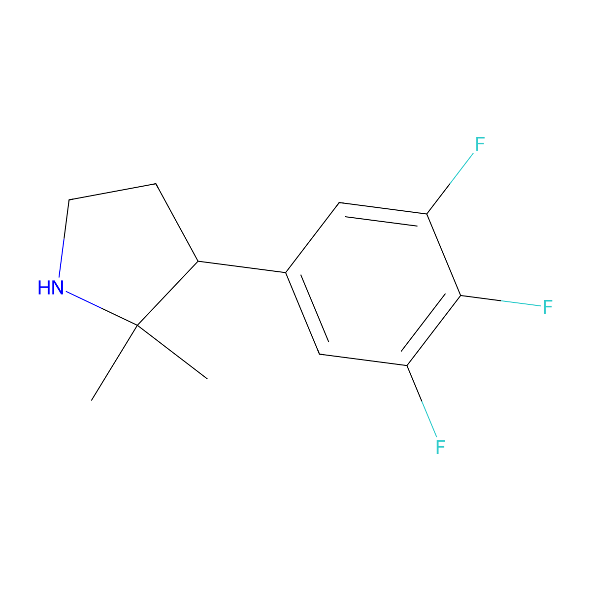 2,2-Dimethyl-3-(3,4,5-trifluorophenyl)pyrrolidine molecular structure, CAS 1342869-88-8