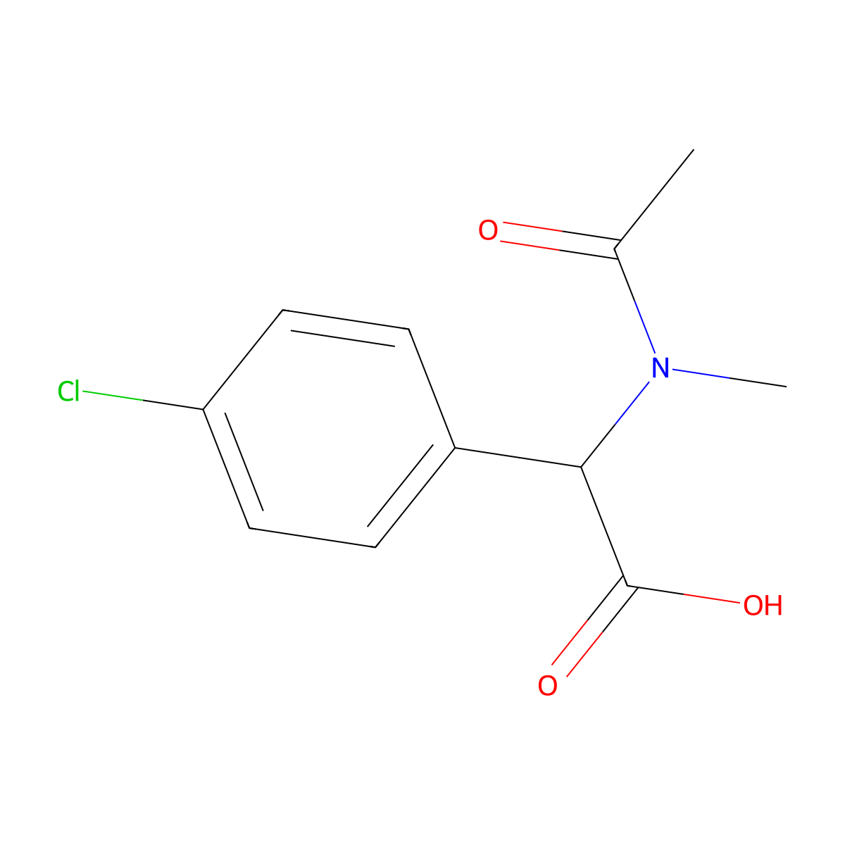 2-(4-chlorophenyl)-2-(N-methylacetamido)acetic acid molecular structure, CAS 1342873-87-3