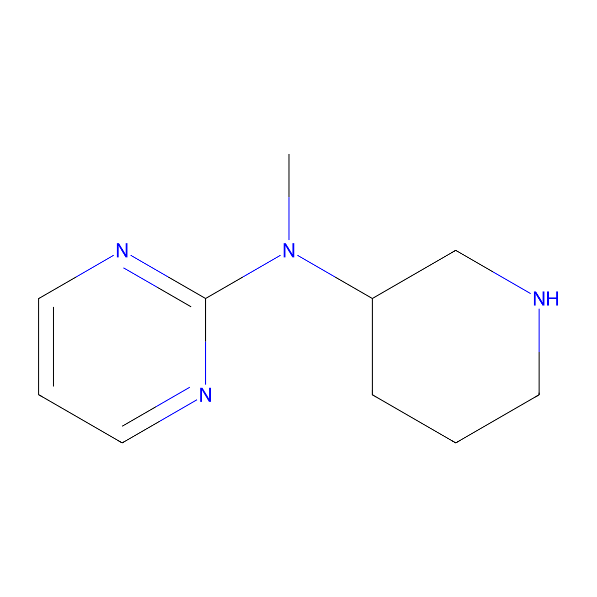 N-methyl-N-(piperidin-3-yl)pyrimidin-2-amine molecular structure, CAS 1342875-96-0