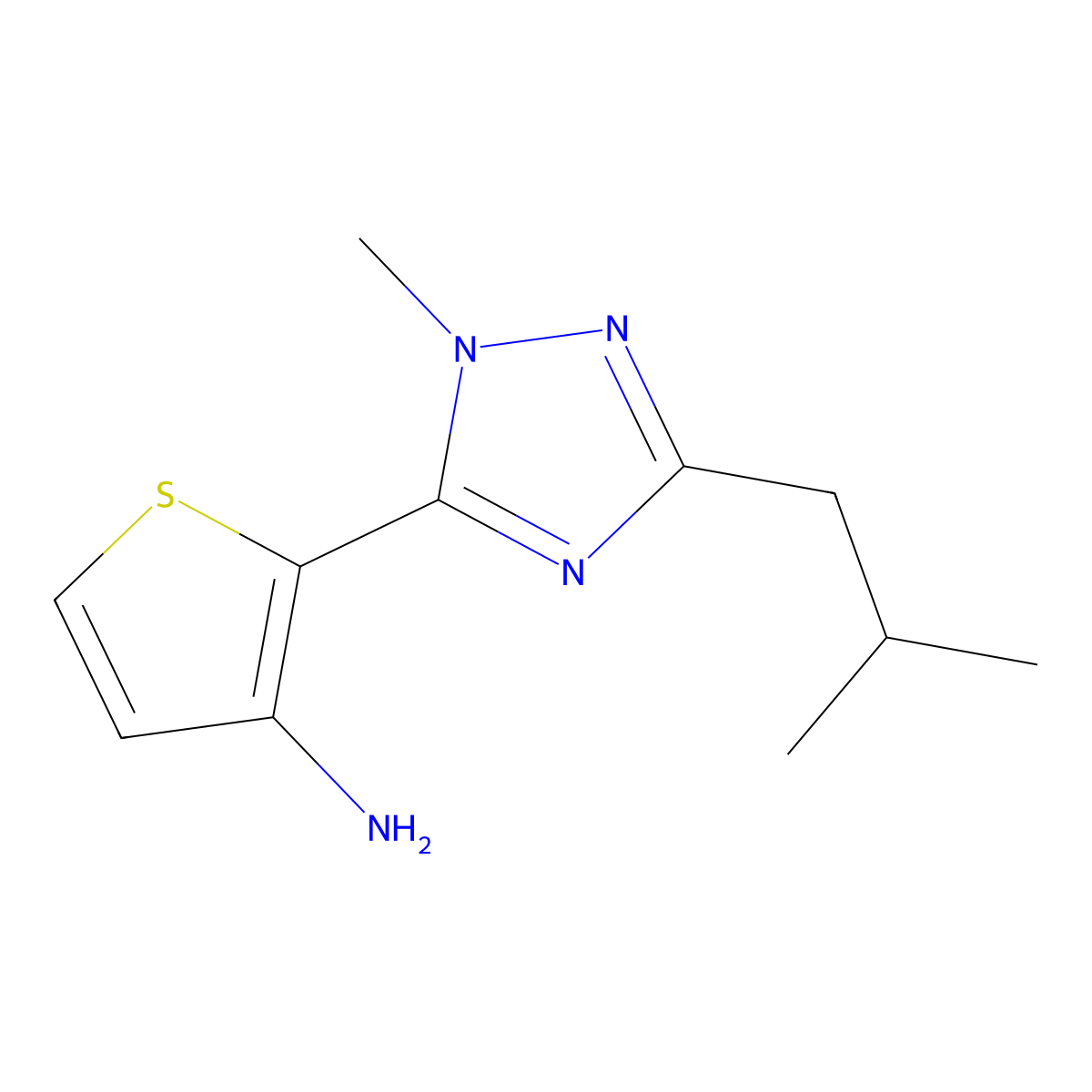 2-(3-Isobutyl-1-methyl-1h-1,2,4-triazol-5-yl)thiophen-3-amine molecular structure, CAS 1342876-84-9