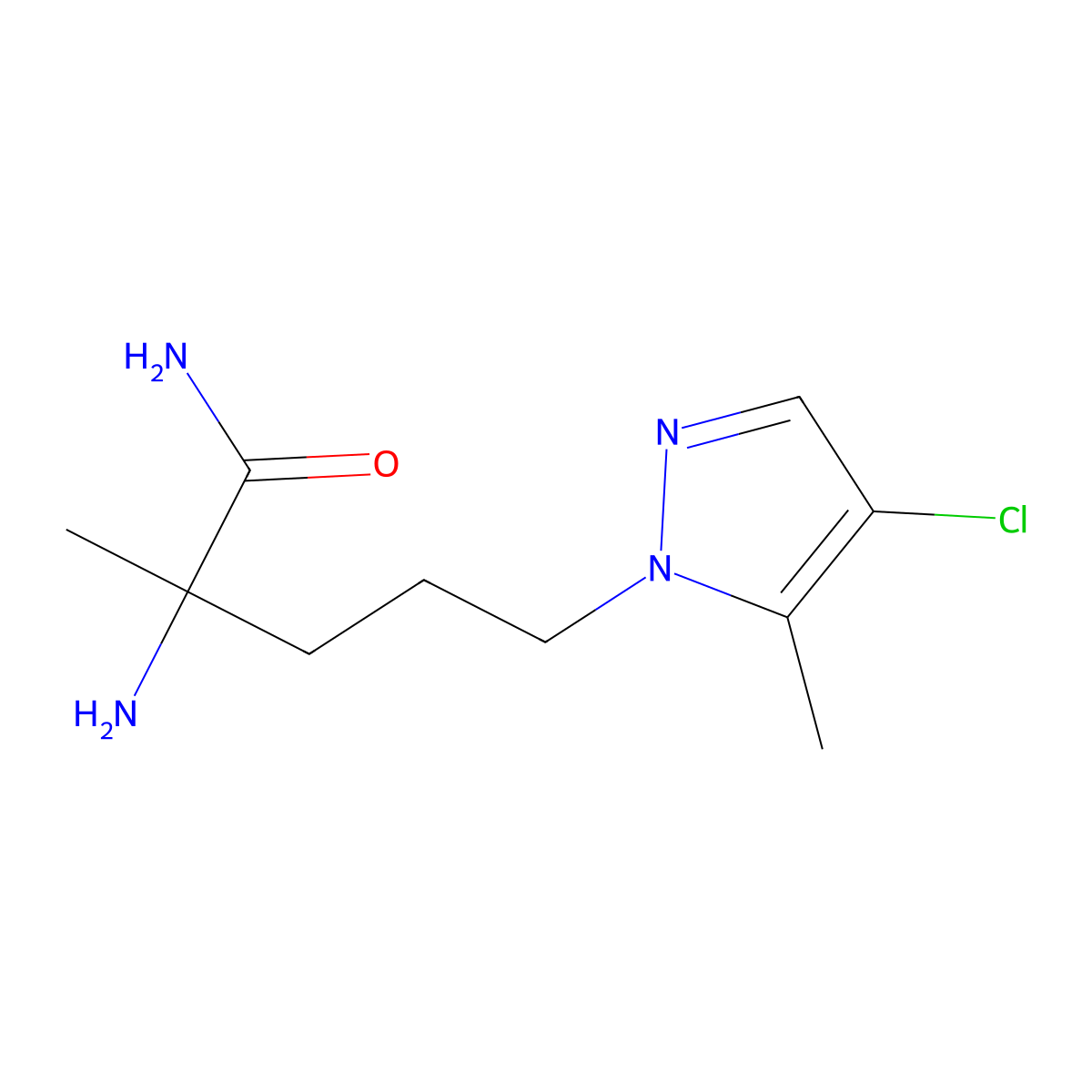 2-Amino-5-(4-chloro-5-methyl-1h-pyrazol-1-yl)-2-methylpentanamide molecular structure, CAS 1342877-38-6