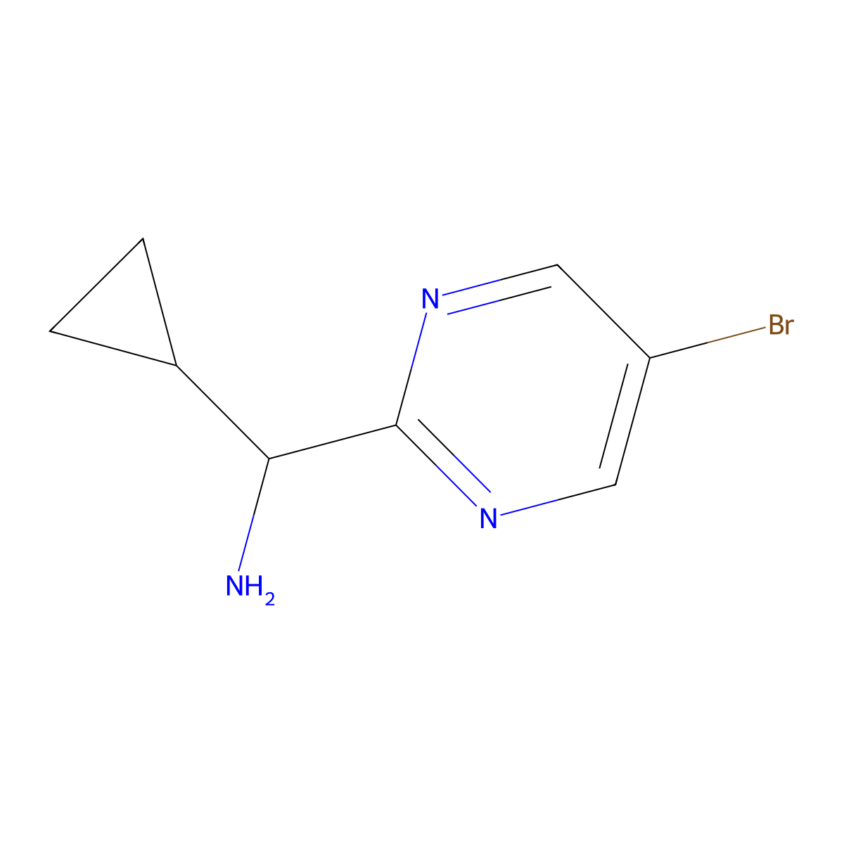 (5-Bromopyrimidin-2-yl)(cyclopropyl)methanamine molecular structure, CAS 1342877-62-6