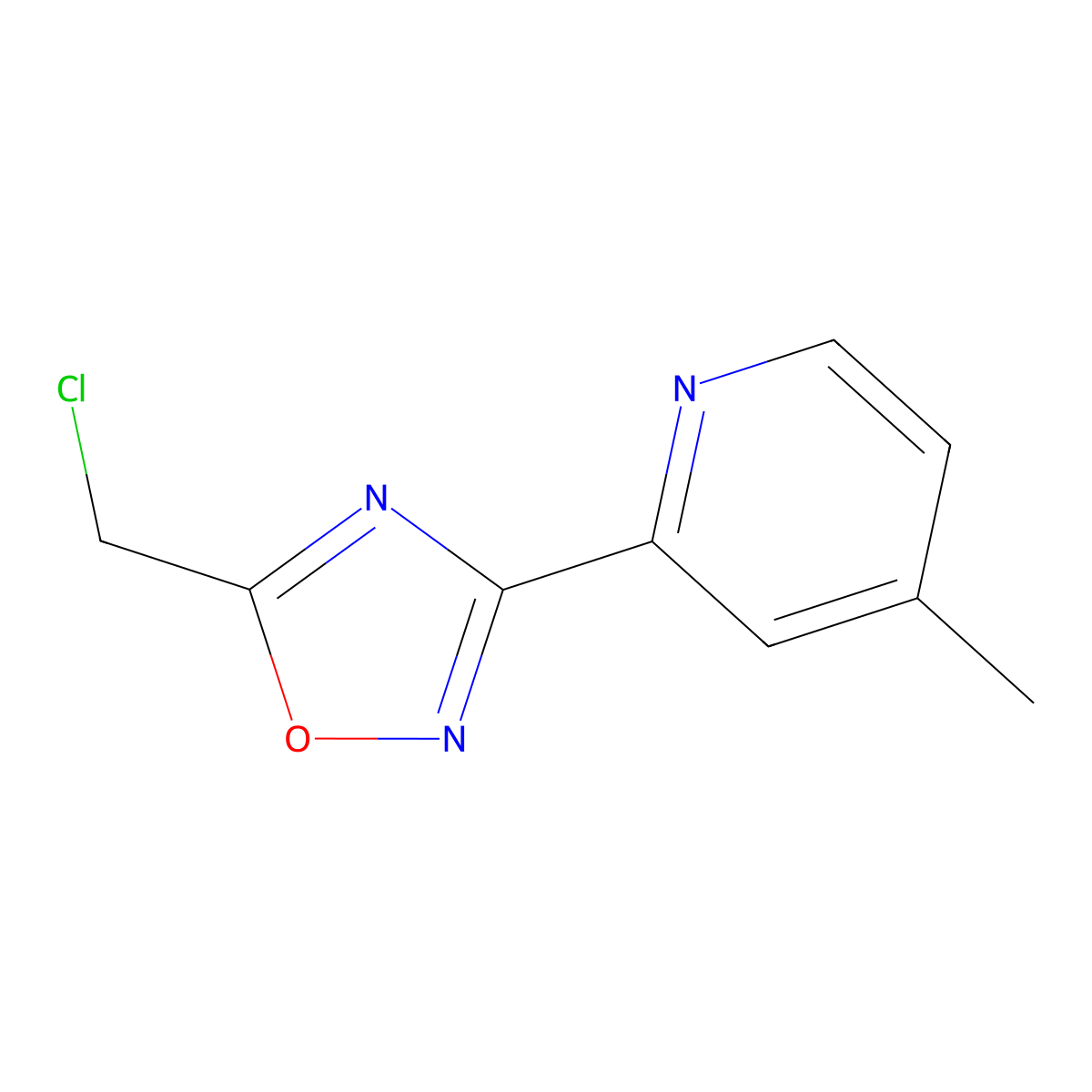 2-[5-(Chloromethyl)-1,2,4-oxadiazol-3-yl]-4-methylpyridine molecular structure, CAS 1342880-67-4