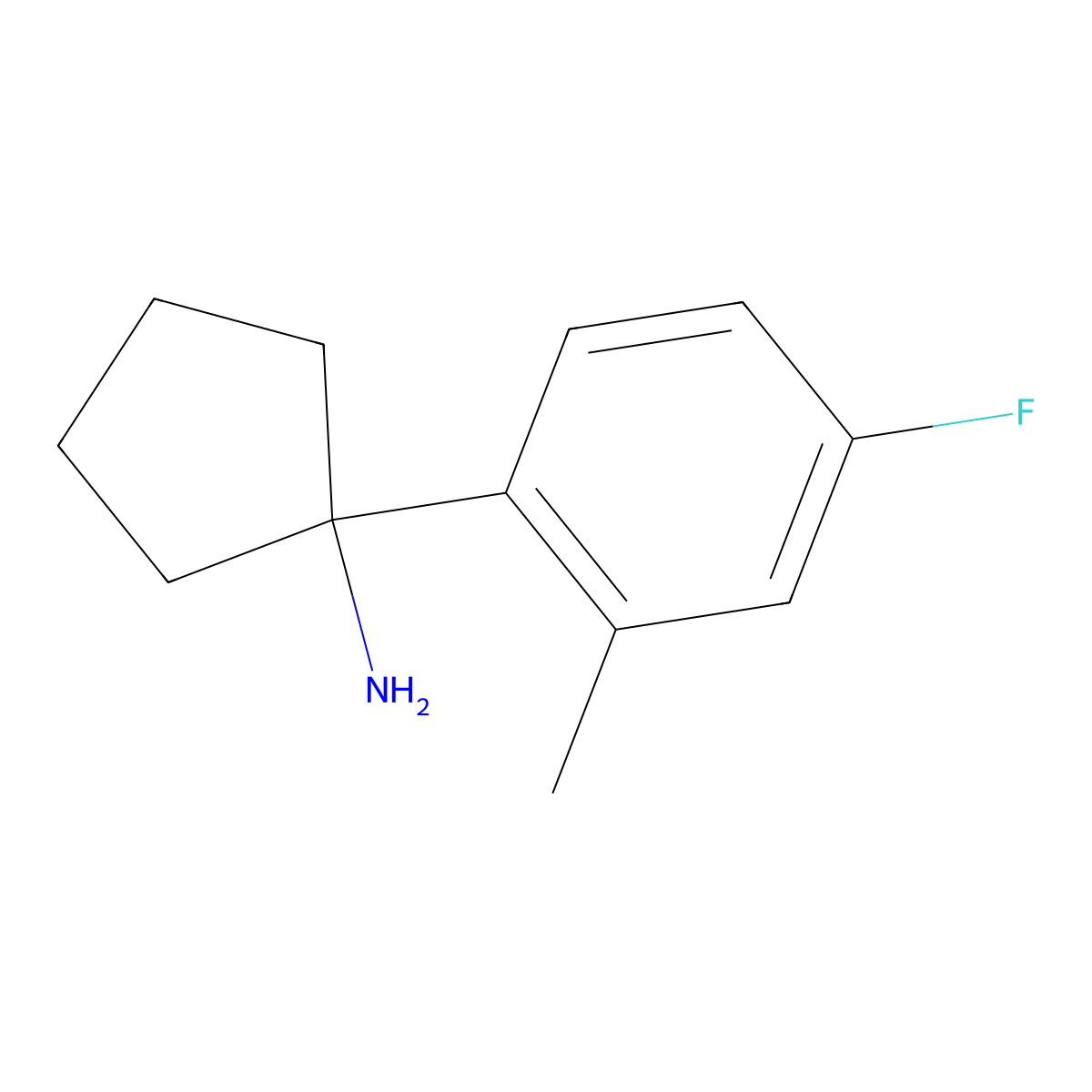 1-(4-Fluoro-2-methylphenyl)cyclopentan-1-amine molecular structure, CAS 1342880-70-9