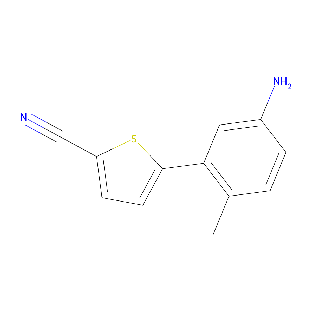 5-(5-Amino-2-methylphenyl)thiophene-2-carbonitrile molecular structure, CAS 1342881-80-4