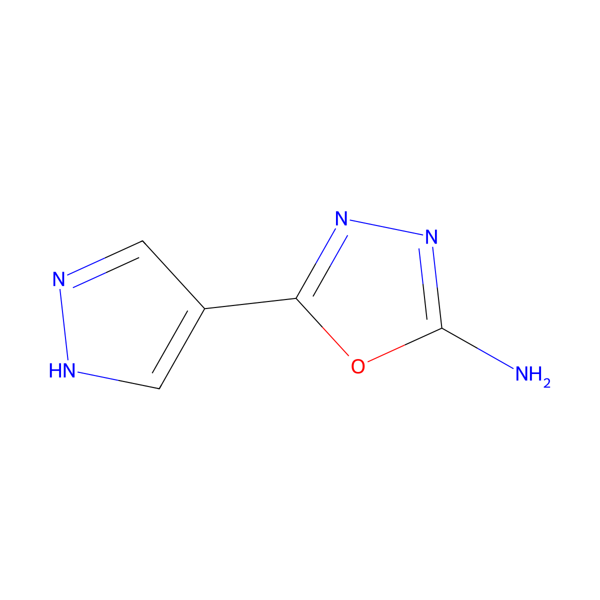 5-(1H-pyrazol-4-yl)-1,3,4-oxadiazol-2-amine molecular structure, CAS 1342882-94-3
