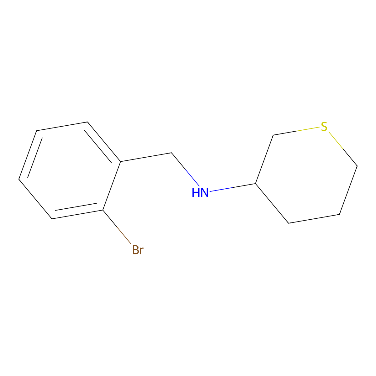 N-[(2-bromophenyl)methyl]thian-3-amine molecular structure, CAS 1342888-39-4
