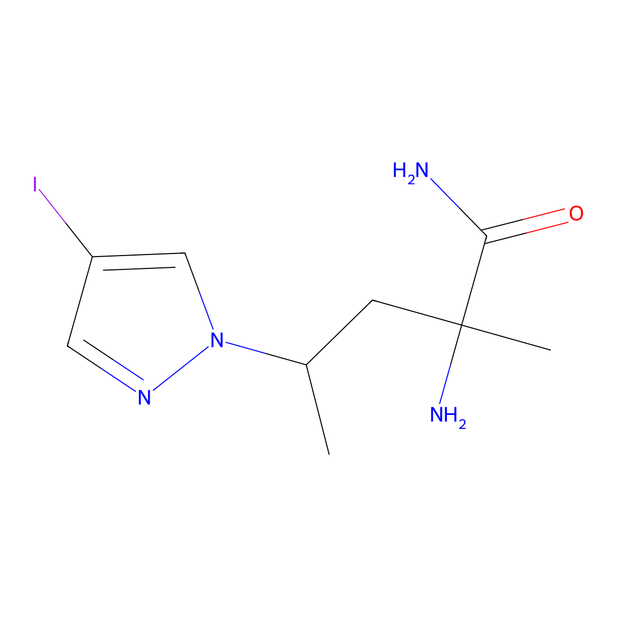 2-Amino-4-(4-iodo-1h-pyrazol-1-yl)-2-methylpentanamide molecular structure, CAS 1342893-63-3