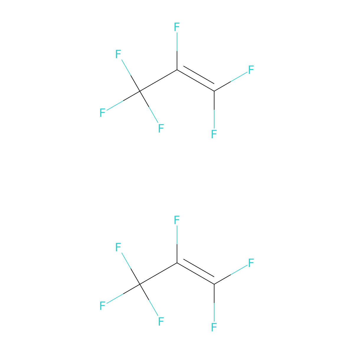 1-Propene, 1,1,2,3,3,3-hexafluoro-, dimer molecular structure, CAS 13429-24-8