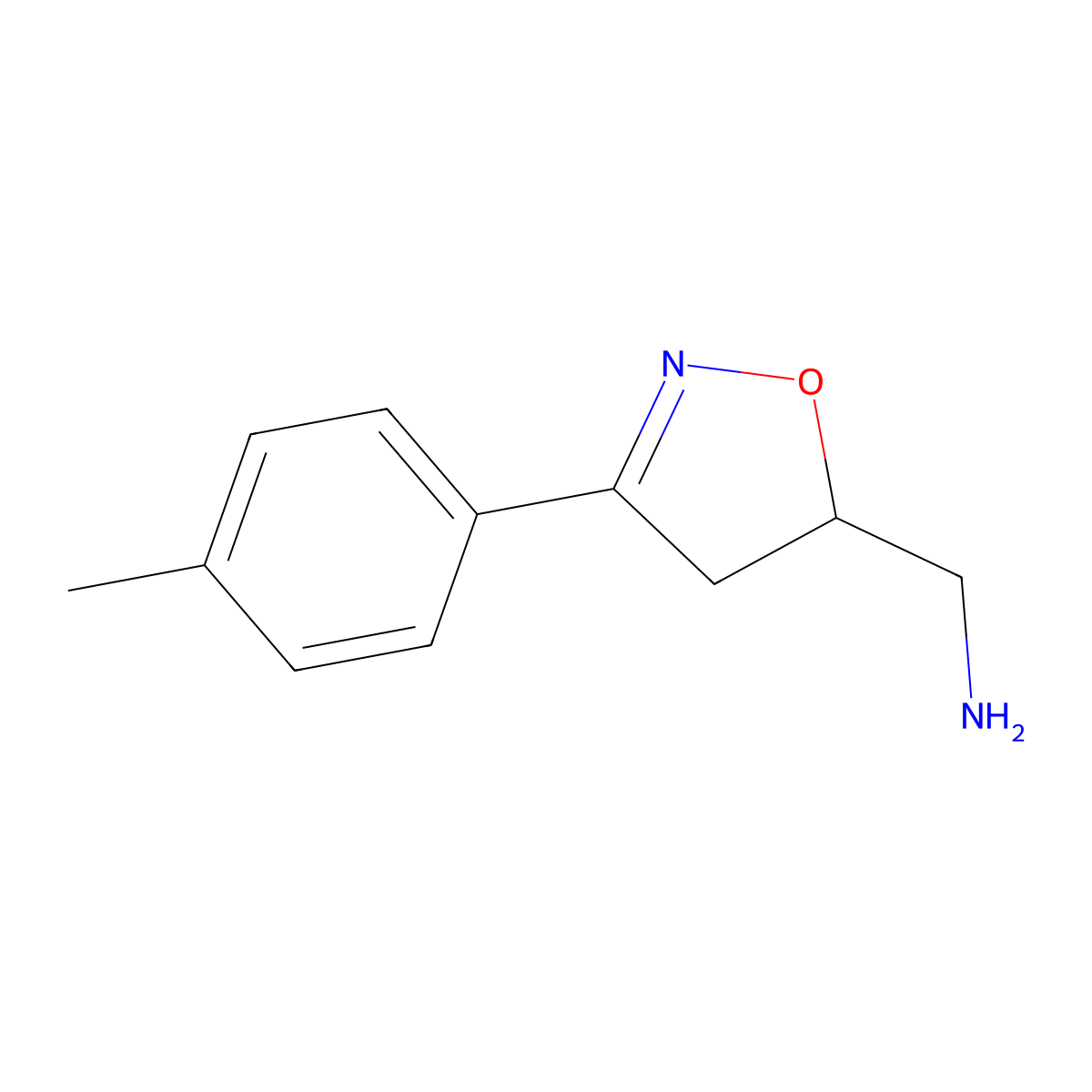 [3-(4-Methylphenyl)-4,5-dihydro-1,2-oxazol-5-yl]methanamine molecular structure, CAS 1342903-99-4