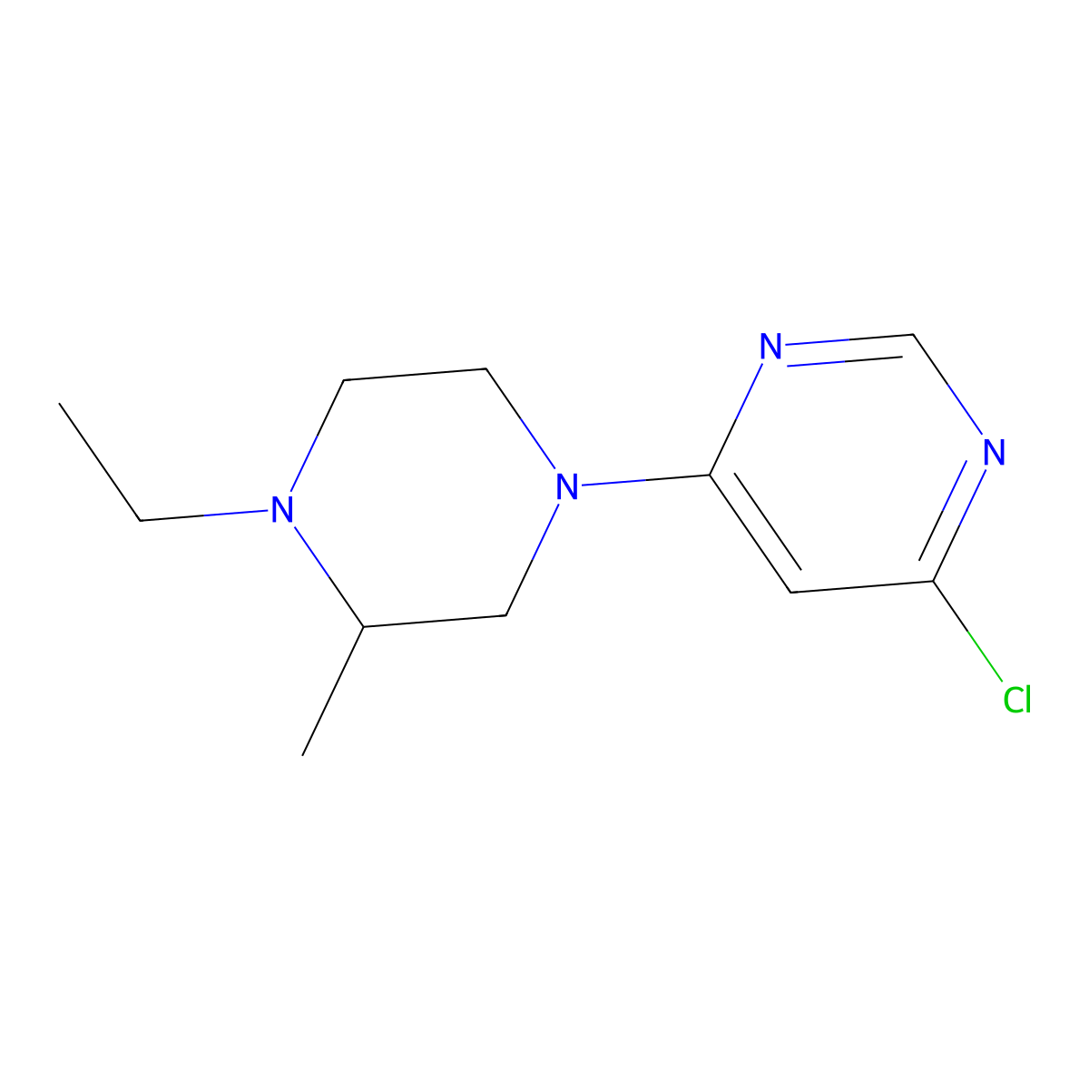 4-Chloro-6-(4-ethyl-3-methylpiperazin-1-yl)pyrimidine molecular structure, CAS 1342904-05-5