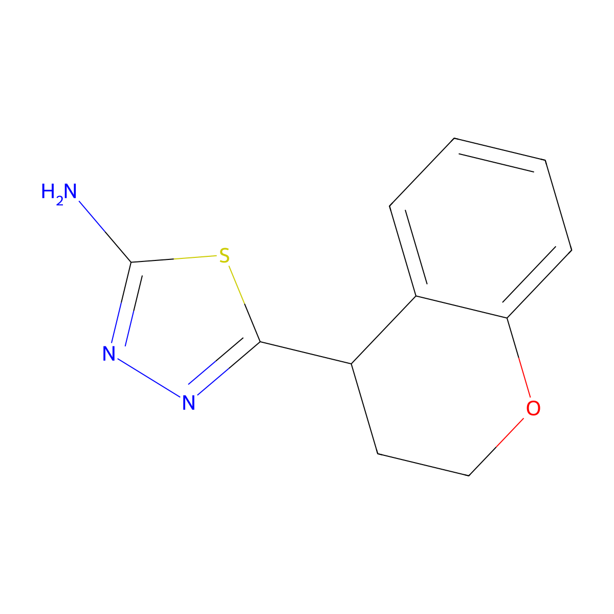 5-(3,4-dihydro-2H-1-benzopyran-4-yl)-1,3,4-thiadiazol-2-amine molecular structure, CAS 1342905-79-6