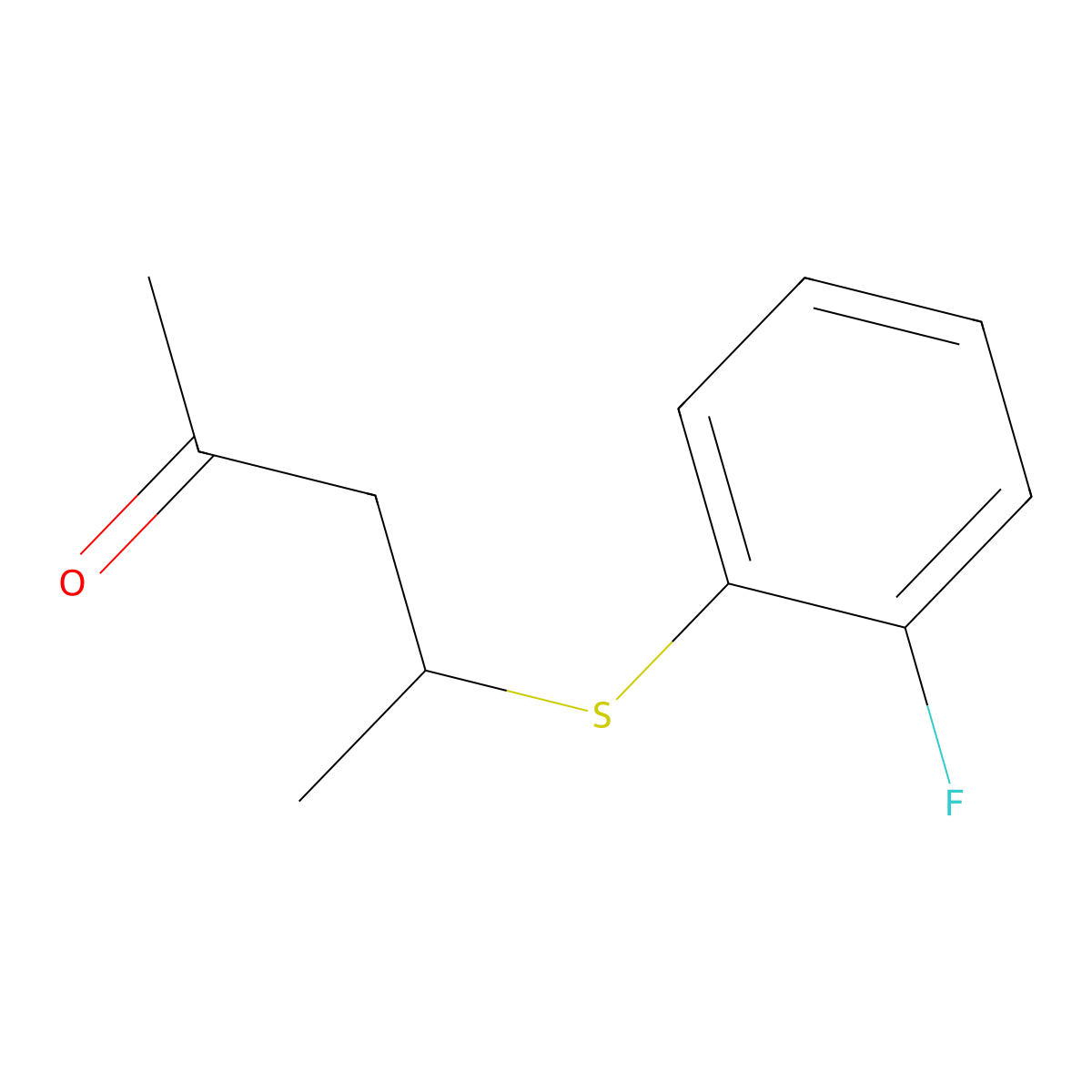 4-((2-Fluorophenyl)thio)pentan-2-one molecular structure, CAS 1342907-25-8