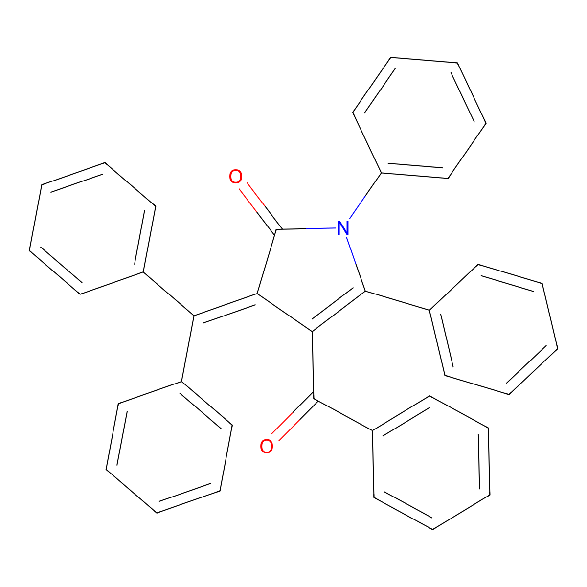 4-benzoyl-3-(diphenylmethylene)-1,5-diphenyl-1,3-dihydro-2H-pyrrol-2-one molecular structure, CAS 134295-25-3