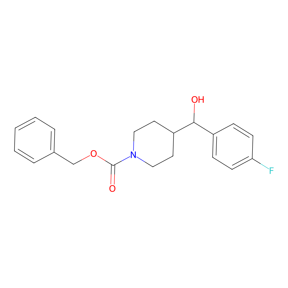 Benzyl 4-[(4-fluorophenyl)(hydroxy)methyl]piperidine-1-carboxylate molecular structure, CAS 134295-32-2