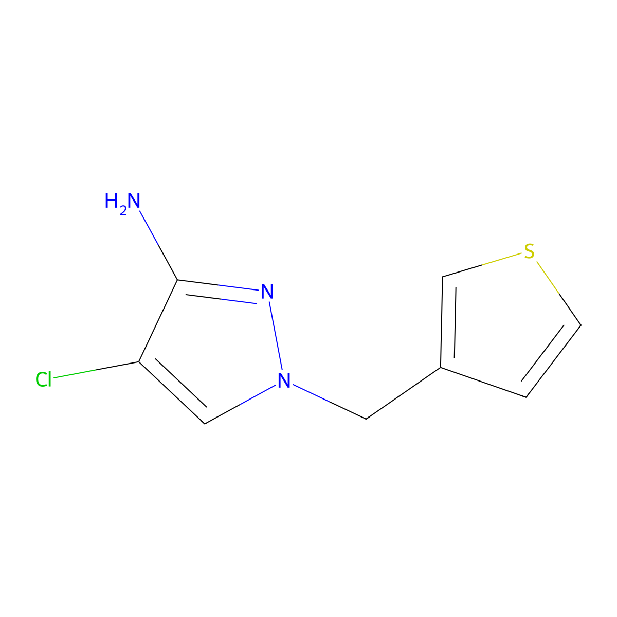 4-Chloro-1-[(thiophen-3-yl)methyl]-1H-pyrazol-3-amine molecular structure, CAS 1342950-60-0