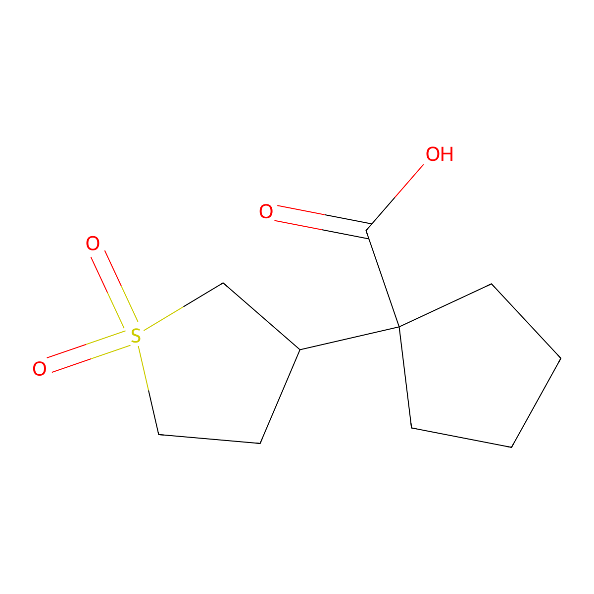 1-(1,1-Dioxidotetrahydrothiophen-3-yl)cyclopentane-1-carboxylic acid molecular structure, CAS 1342952-50-4